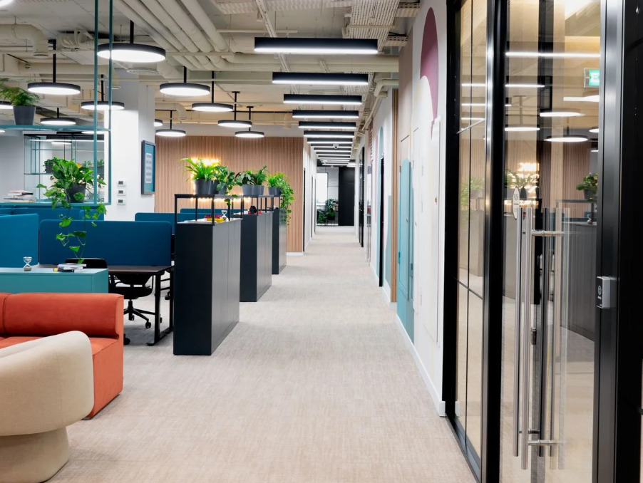 Coworking studio floor with creative professionals