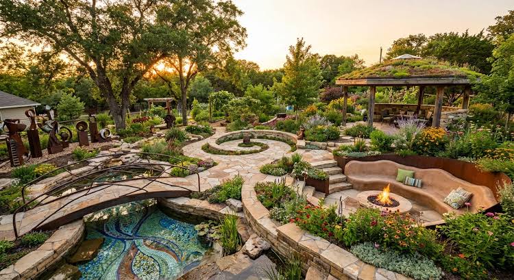 Seasonal planting and sustainable garden landscape